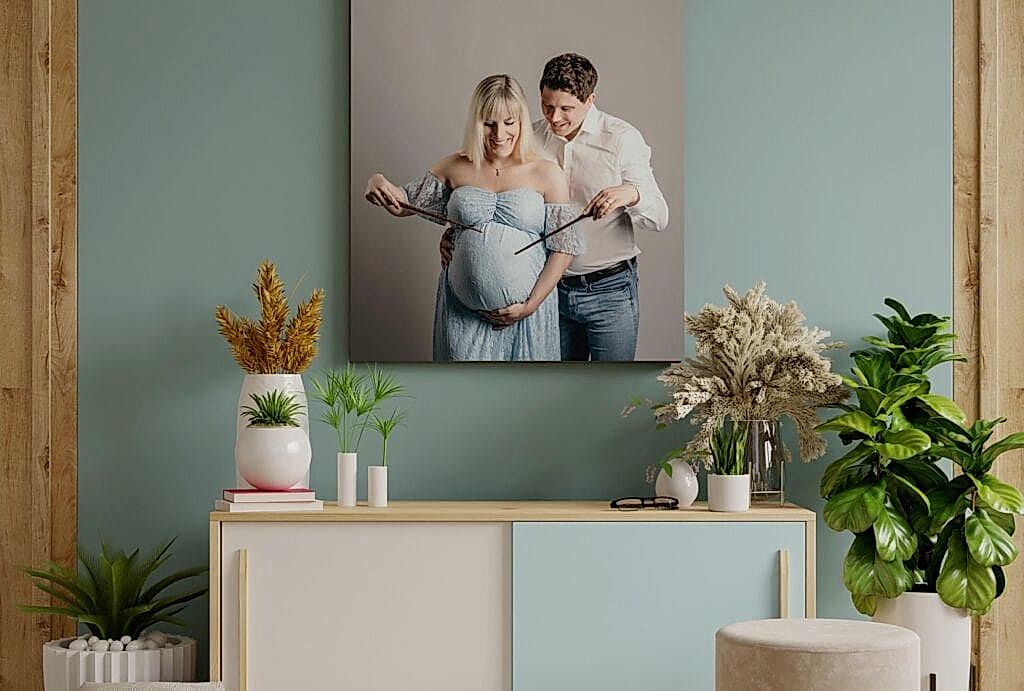 ästhetisch modern Wohnzimmer Wandbild Leinwand Babybauch