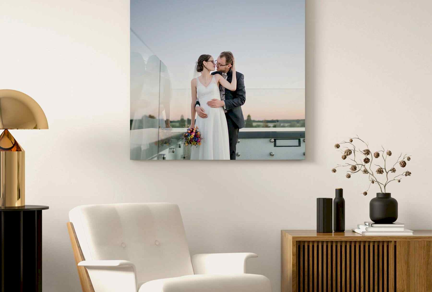 modern Wohnzimmer Wandbild Alu Dibond Hochzeit