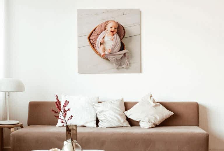 schlicht modern Couch Wohnzimmer Wandbild Leinwand Newborn